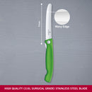 Victorinox "Swiss Classic" Folding Knife,11cm Round Tip Wavy Edge,Green,Swiss Made