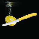 Victorinox Swiss Made Stainless Steel  Swiss Classic Kitchen Knife, 11 cm Multipurpose, Round Tip Wavy Edge Knife, Yellow