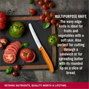 Victorinox Swiss Made Stainless Steel  Swiss Classic Kitchen Knife, 11 cm Multipurpose, Round Tip Wavy Edge Knife, Orange