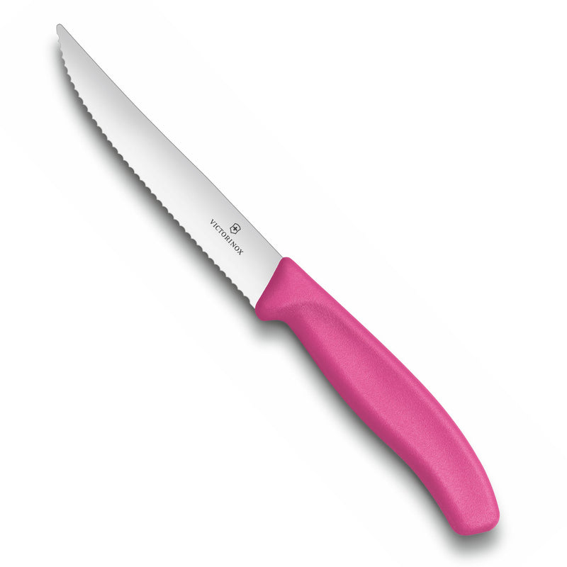 Victorinox Swiss Classic Stainless Steel Butcher's Knife,Steak & Pizza Knife,12 cm, Pink, Swiss Made