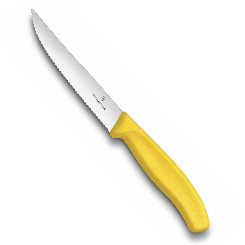 Victorinox Swiss Classic Stainless Steel Butcher's Knife,Steak & Pizza Knife,12 cm,Yellow,Swiss Made
