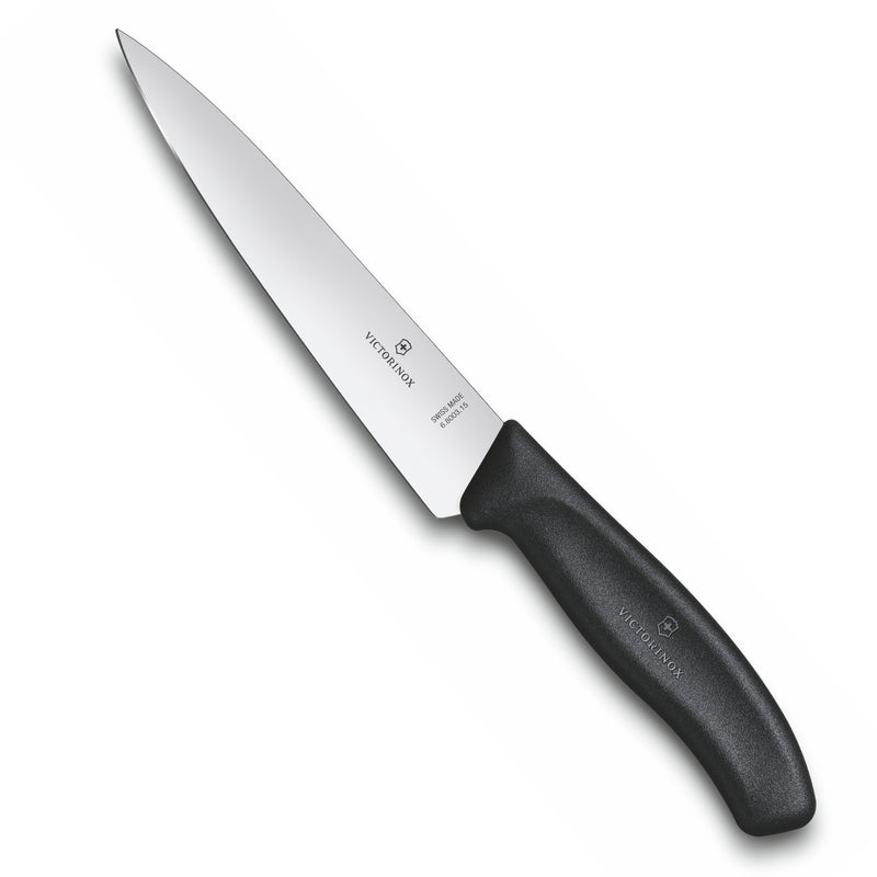 Victorinox Swiss Classic Stainless Steel Carving Knife, Straight Blade, 15 cm, Black, Swiss Made