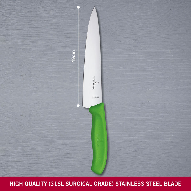 Victorinox Swiss Classic Stainless Steel Carving/Cutting Knife,Straight Blade,Green,19 cm,Swiss Made