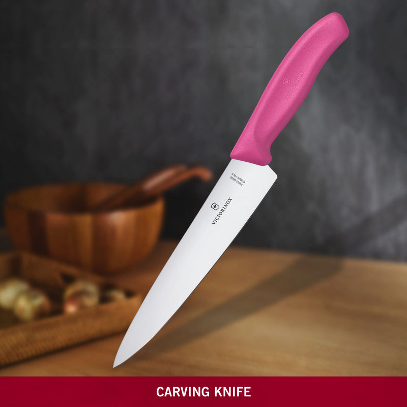 Victorinox Swiss Classic Stainless Steel Carving/Cutting Knife,Straight Blade,Pink,19 cm,Swiss Made