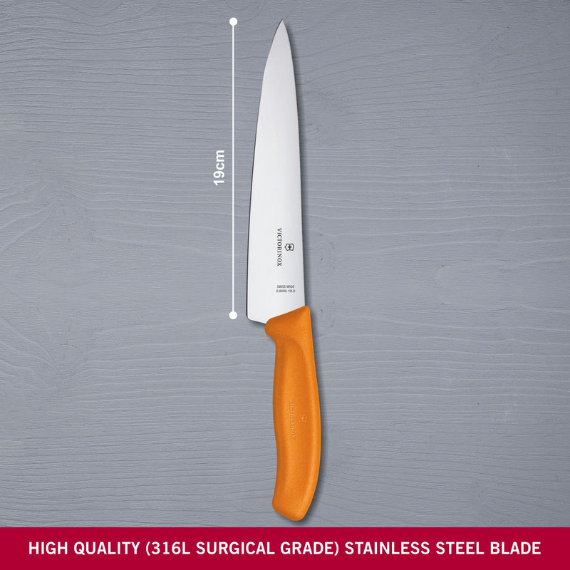 Victorinox Swiss Classic Stainless Steel for Carving/Cutting,Straight Blade,Orange,19 cm,Swiss Made