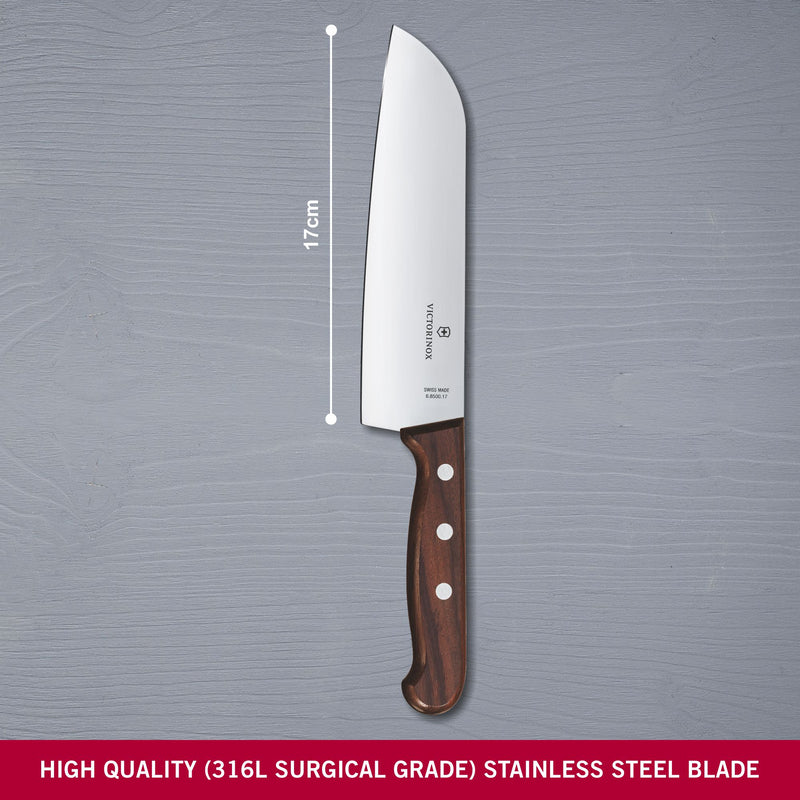 Victorinox Rosewood Santoku Knife, Stainless Steel, Japanese Knife, 17 cm, Wooden, Swiss Made