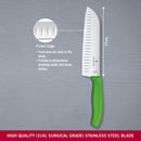 Victorinox Swiss Made Swiss Classic Stainless Steel Stamped Santoku Knife, Fluted Edge,17 cm, Green