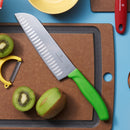 Victorinox Swiss Made Swiss Classic Stainless Steel Stamped Santoku Knife, Fluted Edge,17 cm, Green