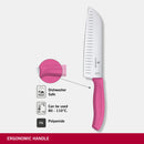 Victorinox Swiss Made Swiss Classic Stainless Steel Stamped Santoku Knife,Fluted Edge,17 cm, Pink