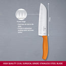 Victorinox Swiss Made Swiss Classic Stainless Steel Stamped Santoku Knife, Fluted Edge,17 cm, Orange