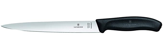 Victorinox Swiss Classic Filleting Knife Sharp & Flexible Chef Knife, 20 cm Black, Swiss Made
