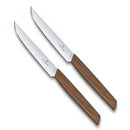 Victorinox Stainless Steel wear-resistant Steak Knife In Box, 2 Pieces, Walnut Wood, 12 cm, Swiss Made