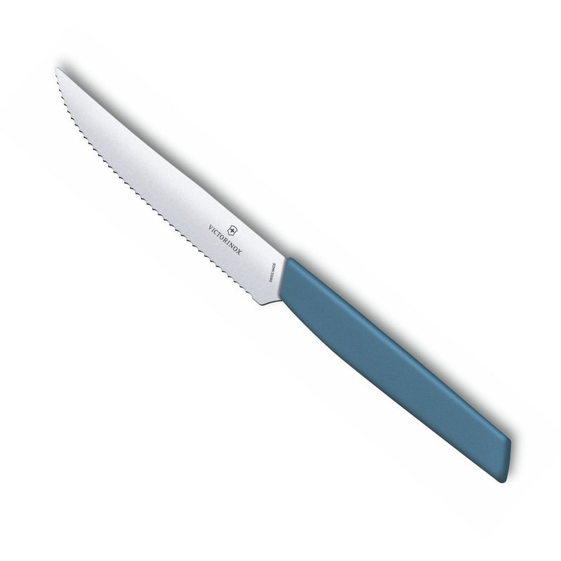 Victorinox “Swiss Modern” Steak & Pizza Knife, Stainless Steel, 12 cm, Cornflower Blue, Swiss Made