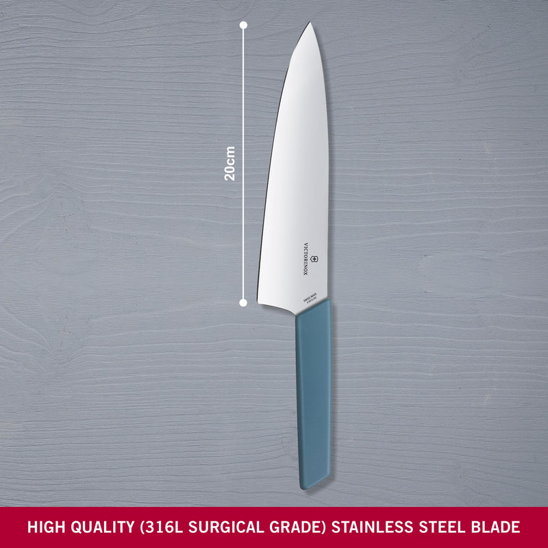 Victorinox Swiss Modern Carving Knife, Stainless Steel Vegetable & Fruit Cutting Straight Blade Knife, Cornflower Blue, 22 Cm, Swiss Made