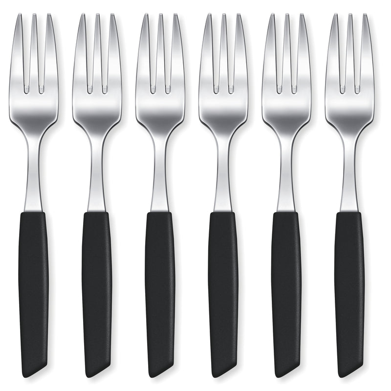Victorinox “Swiss Modern” Set of 6 Desert Spoons, Stainless Steel, Black, Swiss Made