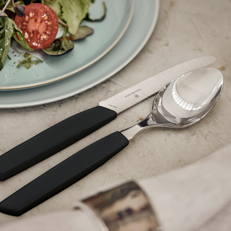 Victorinox “Swiss Modern” Set of 6 Table Spoon, Stainless Steel, Black, Swiss Made