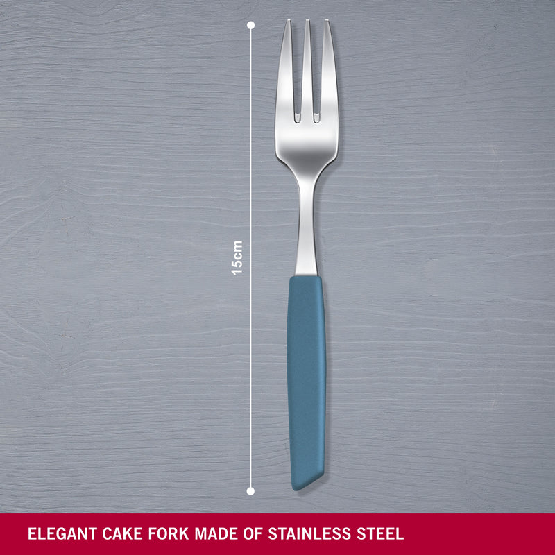 Victorinox “Swiss Modern” Set of 6 Desert Spoons, Stainless Steel, Cornflower Blue, Swiss Made