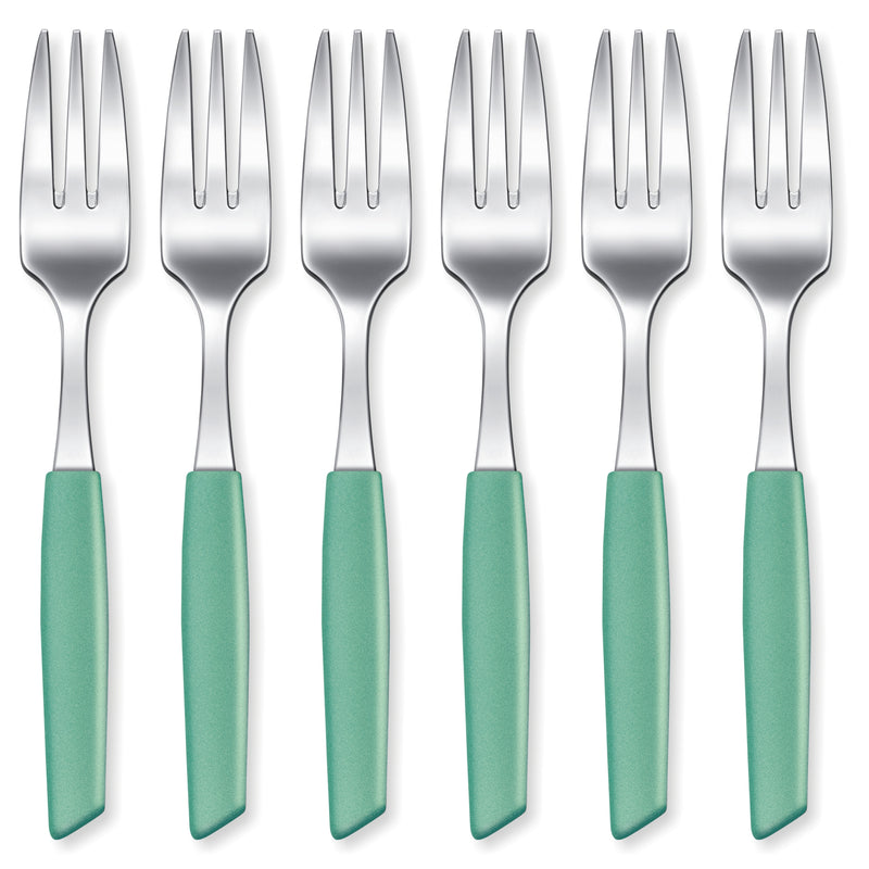 Victorinox “Swiss Modern” Set of 6 Desert Spoons, Stainless Steel, Mint Green, Swiss Made
