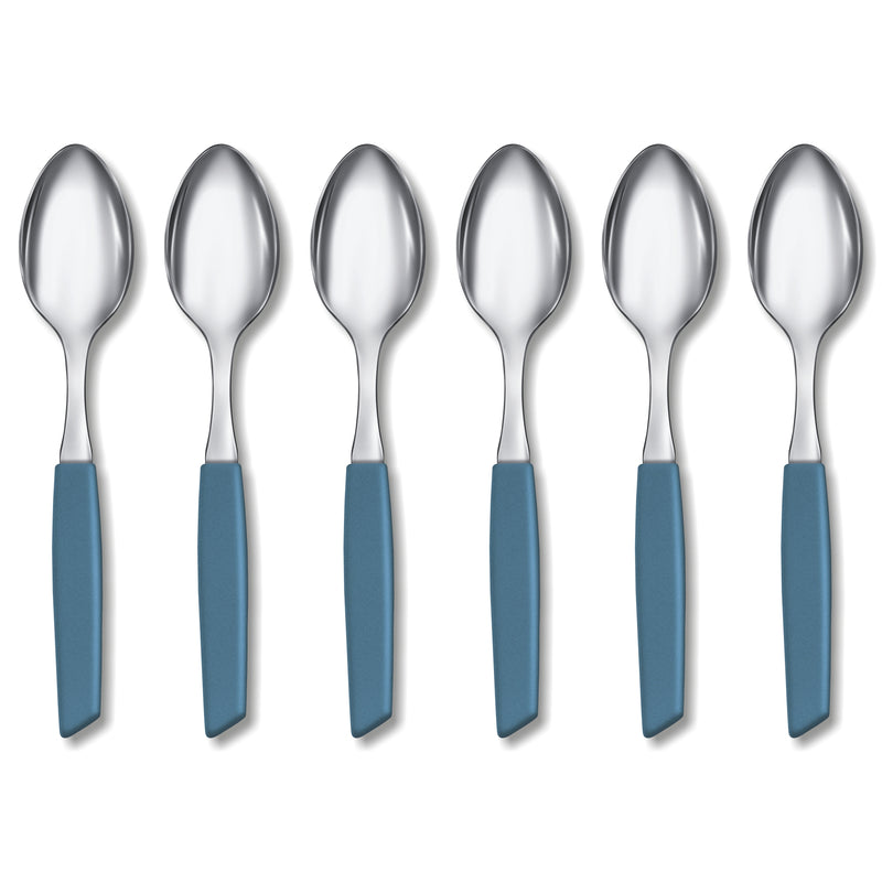 Victorinox “Swiss Modern” Set of 6 Tea Spoon, Stainless Steel, Cornflower Blue, Swiss Made