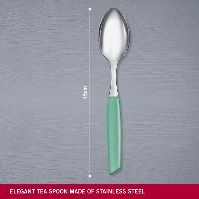 Victorinox “Swiss Modern” Set of 6 Tea Spoon, Stainless Steel, Mint Green, Swiss Made
