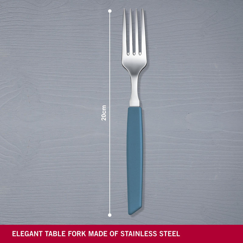 Victorinox “Swiss Modern” Set of 6 Table Forks, Stainless Steel, Cornflower Blue, Swiss Made