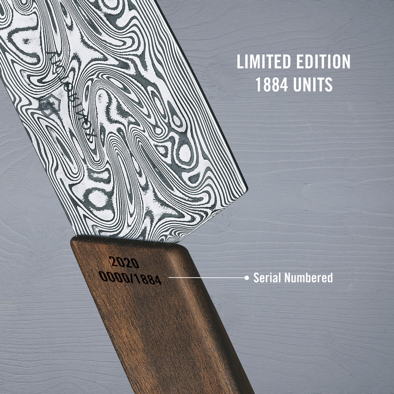 Victorinox Damast Steel Chopping Knife with Straight Edge, 17 cm, Brown, Swiss Made