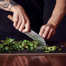 Victorinox Swiss Modern Stainless Steel Santoku Knife, Fluted Edge, Walnut, 17 cm, Swiss Made