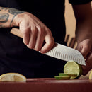 Victorinox Swiss Modern Stainless Steel Santoku Knife, Fluted Edge, Walnut, 17 cm, Swiss Made