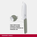 Victorinox Swiss Modern Stainless Steel Santoku Knife with Fluted Edge, 17 cm, Olive Green, Swiss Made