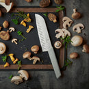 Victorinox Swiss Modern Stainless Steel Santoku Knife with Fluted Edge, 17 cm, Olive Green, Swiss Made