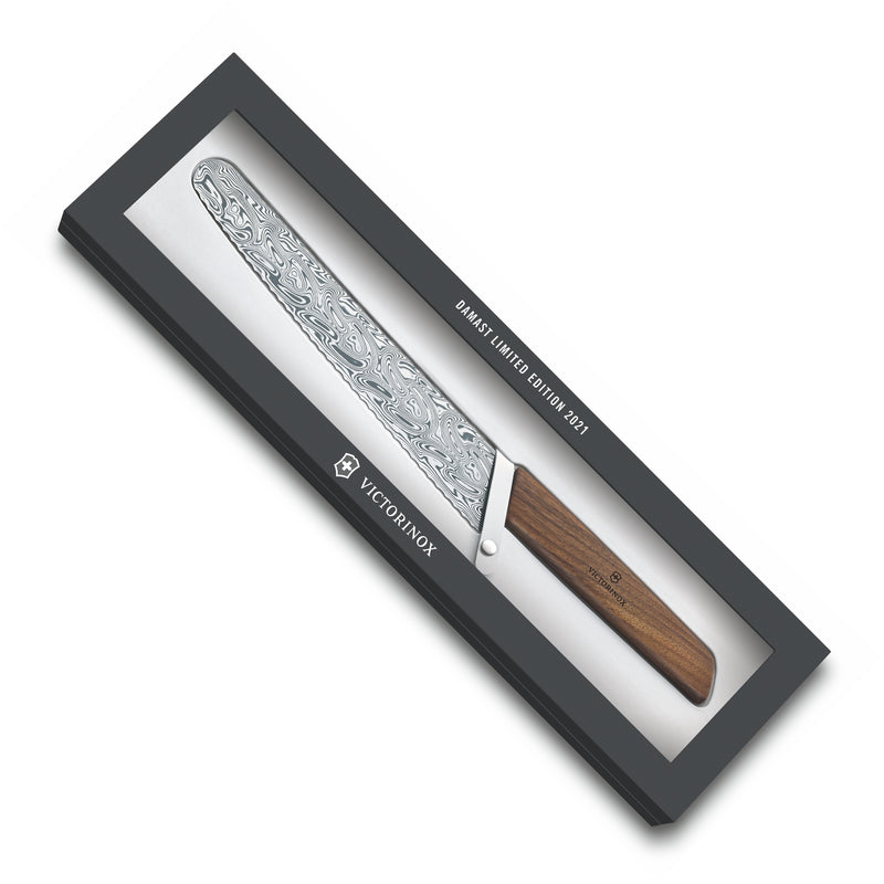 Swiss Modern Bread- and Pastry Knife Damast Limited Edition 2021,22 cm