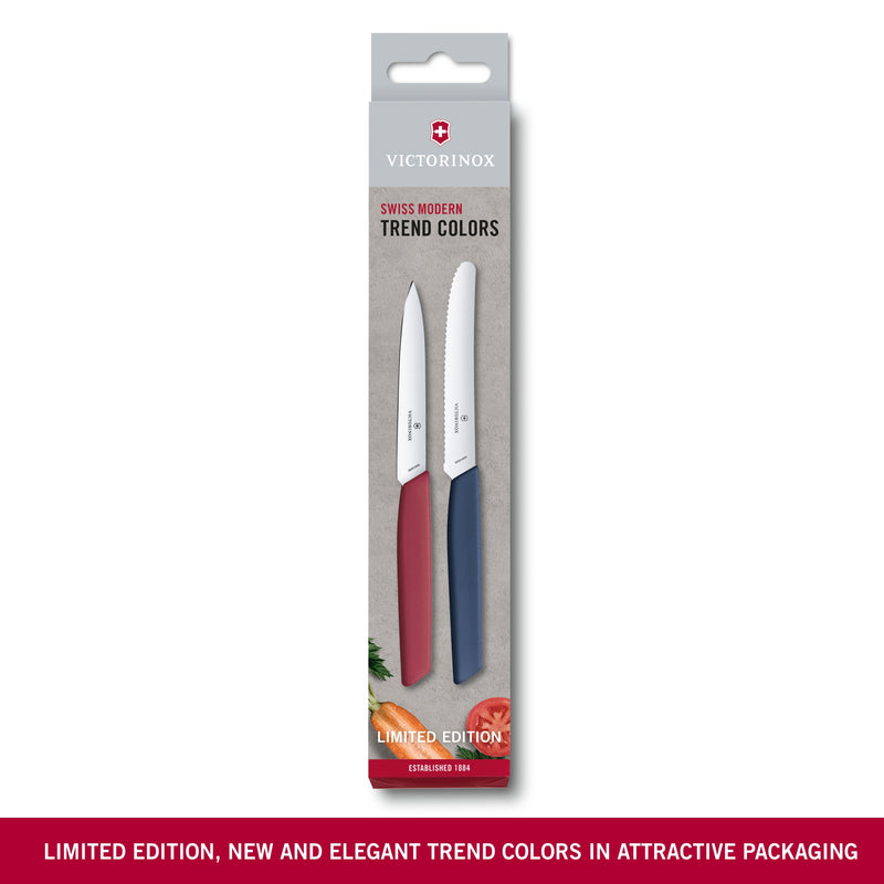 Victorinox Swiss Modern Paring Knife Set of 2, Tomato and Paring Knives, Bold, Limited Edition, Swiss Made