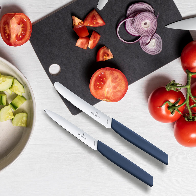 Victorinox Swiss Modern Paring Knife Set of 2, Tomato and Paring Knives, Marine, Limited Edition, Swiss Made
