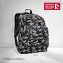 Wenger CRANGO 16" Laptop Backpack with Organizer for essentials in Black Camo (27 Litre)-Swiss designed