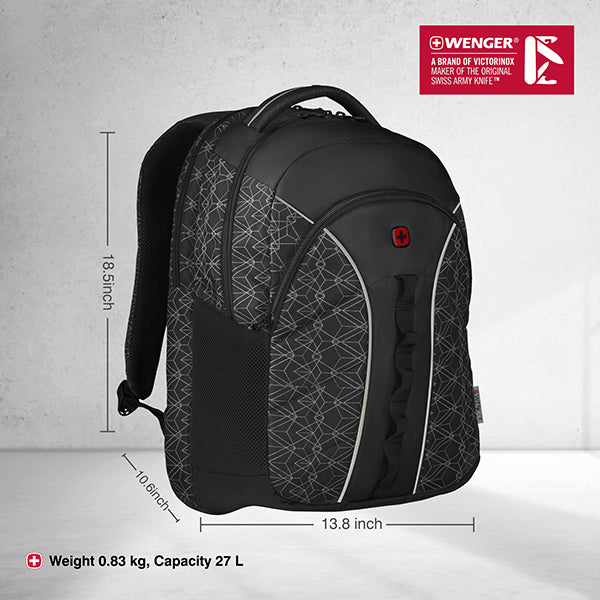 Wenger BTS SUN 14/16" Laptop Backpack, 10" Tablet Pocket in Black (27 Litres)-Swiss designed