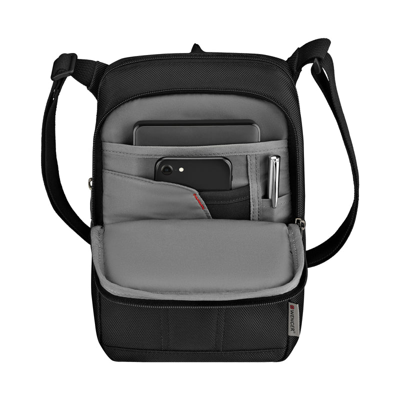Wenger, BC First, Vertical Crossbody Bag, Black Swiss Designed-Blend of Style and Function