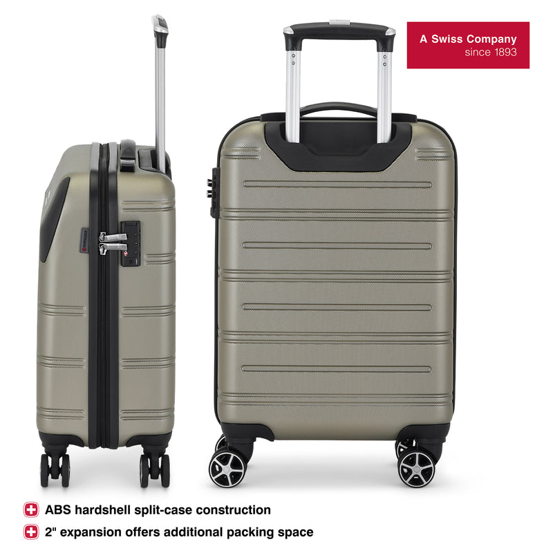 Wenger Static-Pro Carry-on Hardside Suitcase, 33 Litres, Champagne, Swiss designed-blend of style & function