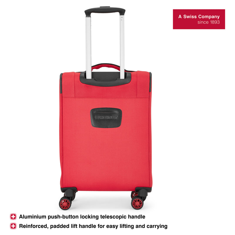 Wenger Fiero-Pro Carry-on Softside Suitcase, 45 Litres, Red/Black, Swiss designed-blend of style & function