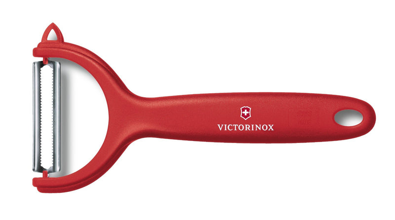 Victorinox Multipurpose Peeler Stainless Steel Serrated Edge Kitchen Tool, Red, Swiss Made