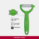 Victorinox Swiss Made Stainless Steel Swiss Classic Multipurpose Peeler, Serrated/Wavy Edge, Green, Peel Tomato Kiwi