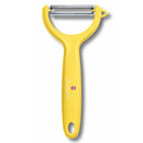 Victorinox Swiss Made, Stainless Steel Multipurpose Peeler, Serrated/Wavy Edge, Yellow, Peel Tomato Kiwi