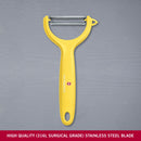 Victorinox Swiss Made, Stainless Steel Multipurpose Peeler, Serrated/Wavy Edge, Yellow, Peel Tomato Kiwi