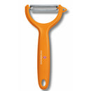 Victorinox Swiss Made, Stainless Steel Multipurpose Peeler, Serrated/Wavy Double Edge, Orange, Peel Tomato Kiwi