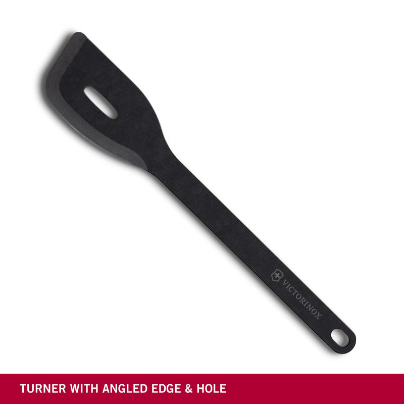 Victorinox Saute Tool-Turner with Angled Edge and Hole, Black, Swiss Made
