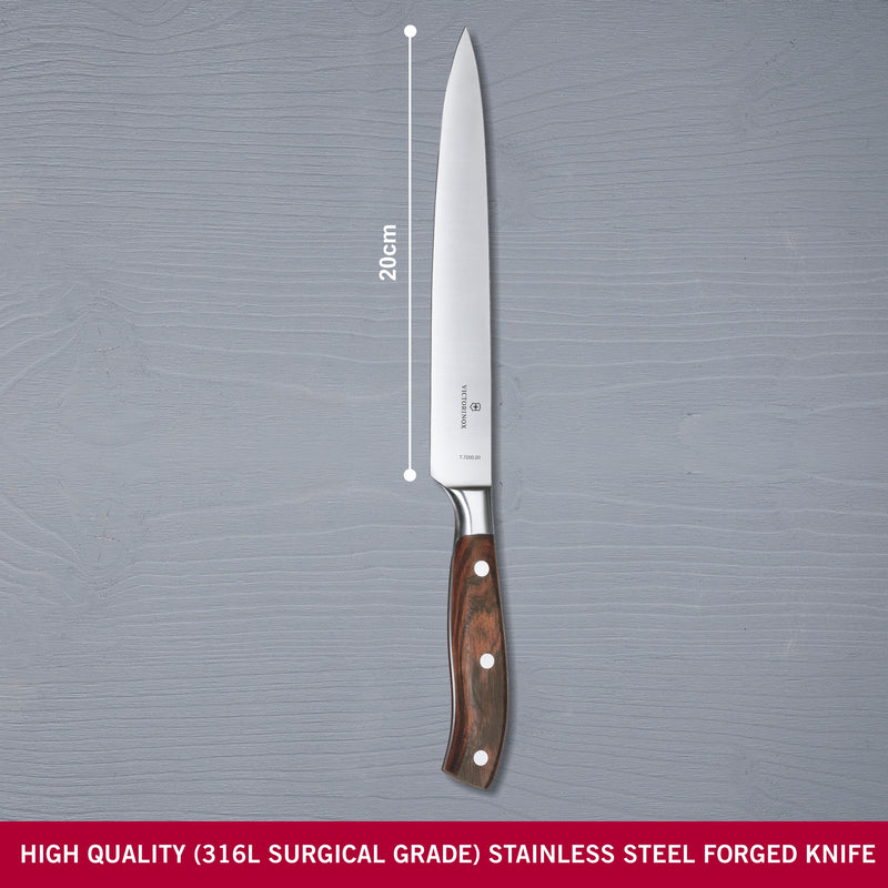 Victorinox Grand Maitre Forged Carving/Chopping Knife, Straight Edge, 20 cm, Rosewood, Swiss made
