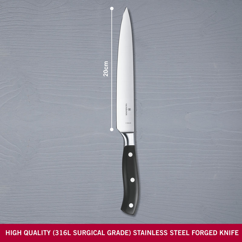 Victorinox Grand Maitre Carving/Chopping Knife, Straight Edge, Sleek Blade,20 cm, Black, Swiss made