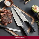 Victorinox Grand Maitre Stainless Steel Forged Santoku Knife, Fluted Edge, 17 cm, Black, Swiss made