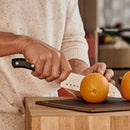 Victorinox Grand Maitre Stainless Steel Forged Santoku Knife, Fluted Edge, 17 cm, Black, Swiss made