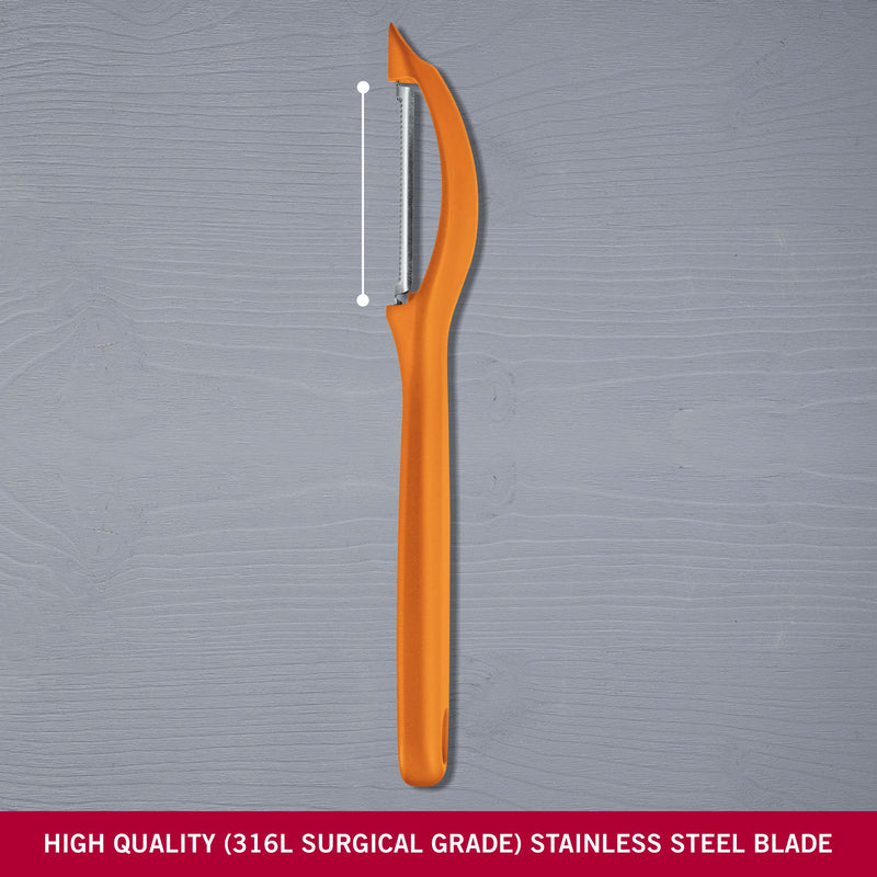 Victorinox Stainless Steel "Swiss Classic" Serrated/Wavy Edge Universal Peeler, Orange, Swiss Made