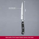 Victorinox Grand Maitre Stainless Steel Forged Carving/Chopping Knife, Straight Edge,15 cm, Black, Swiss Made